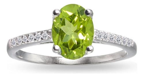 Plata Esterlina Gemstar **** Peridoto Y Topacio Blanco Anill