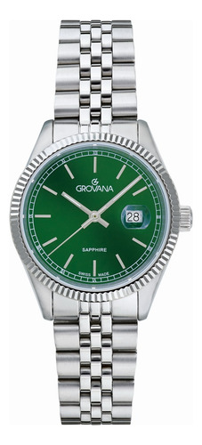Reloj Grovana Kensington Royal Lady Zafiro 5542.1134 Plateado Plateado Verde Musgo