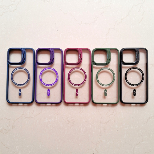 Funda Para Iphone 14 Plus/pro Max Estilo Magsafe Lens Stand Bordó