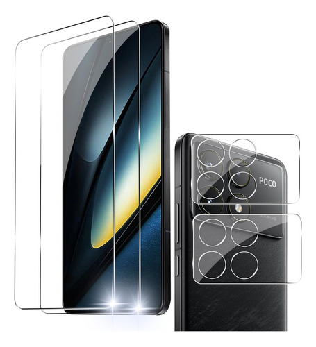 2 Mica Para Xiaomi Poco F6 Pro + 2 Lentes Película Protector