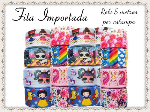 Imagem 1 de 4 de Rolo Fita Gorgurao Importada Estampada Nº9 Com 5 Metros Cada