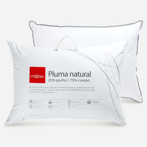 Set 2 Almohada Pluma Natural 25% S/fuelle Americana 50x70 Cm