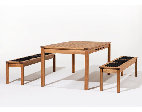 Conjunto Sala De Jantar 1 Mesa 2 Bancos 180cm Hawt