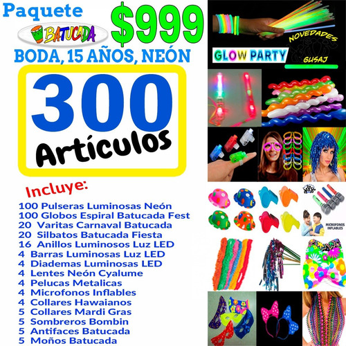 Paquete Batucada $999 Boda Xv Fiesta Neon Led Envio Gratis