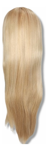 Peluca Larga Fleco Malla Indetectable Fibra Bamboo Rubia