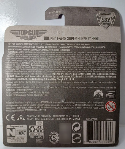 Top Gun Maverick Boeing F/a-18 Super Hornet Hero Matchbox Cinza