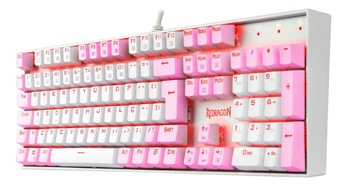 Redragon Mitra Single Color Branco E Rosa Switch Azul