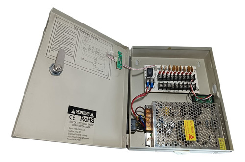 Fuente Poder 12v Cámaras De Seguridad 127v 9 Tomas De Corrie (Usado)