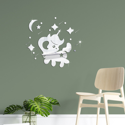 Adhesivos De Pared Con Espejo Con Forma De Unicornio Con For