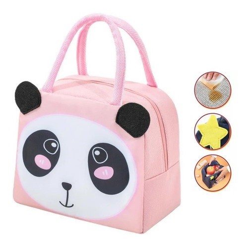 03x Lancheira Térmica Bichinhos Bolsa Creche Passeio Lanche Cor Panda