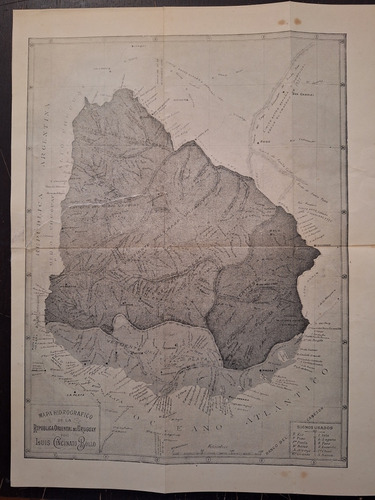 Ilustracion 1919 Mapa Hidrografico  Uruguay Cincinato Bollo