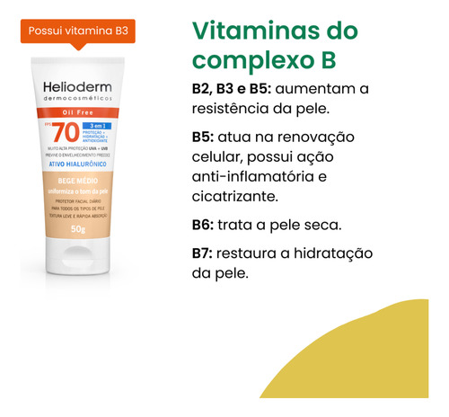 Kit C2 Protetor Solar Facial Bege Médio Fps70 Helioderm