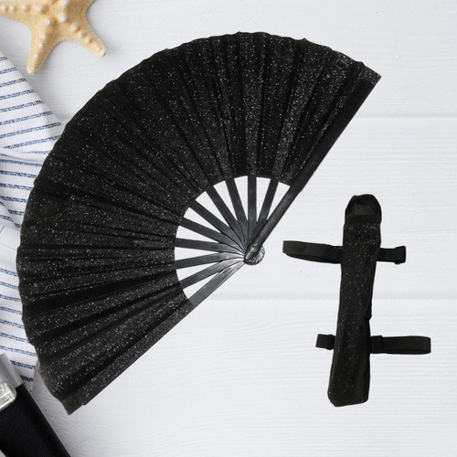 Fan De Kung Fu Chino Plegable Fan Multipurpose Tai Fan Negro