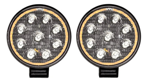 Par Faros Led 27w 9 Led Luz Blanca Ojo De Angel Ámbar Jeep 