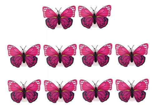 10 Piezas 3d Led Mariposa Luz Pegatina Decoración