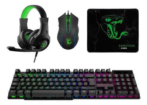 Combo Gamer Auricular Teclado Mouse Constrictor Grootslang Negro