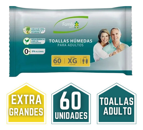 Toallas Humedas Para Adultos Tamaño Xg 60un Extra Grandes