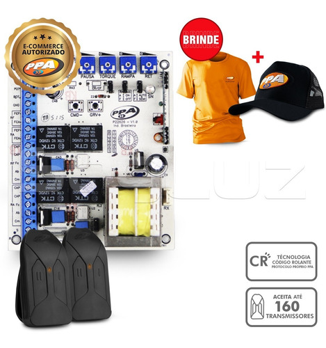 Kit Central Motor Ppa Portão Pivotante Dupla 5t + 2 Controle