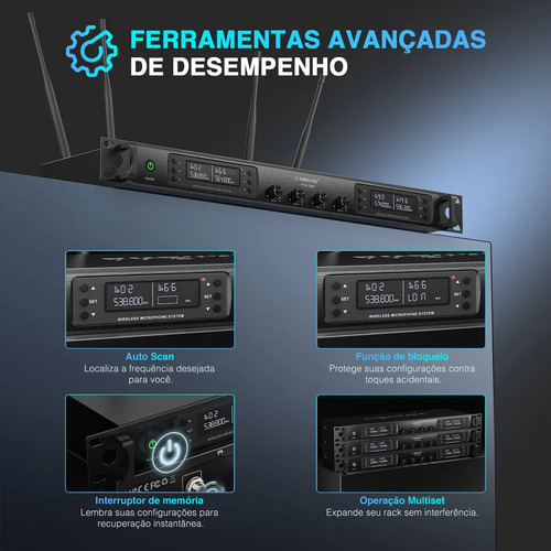 Conjunto De Microfone Sem Fio Phenyx Pro Ptu-7000