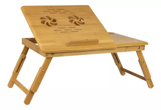 Mesa Desayunadora De Servicio Para Laptop Plegable De Bamboo Color Marrón claro