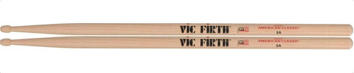 Baqueta Vic Firth 5a American Classic de madera de nogal americano a batería, color marrón claro