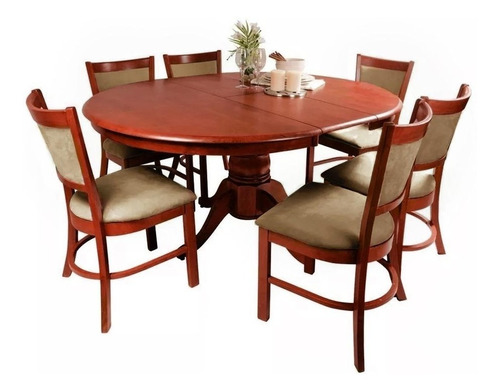 Juego Comedor Madera 6 Sillas Tapizadas Mesa Extensible LG