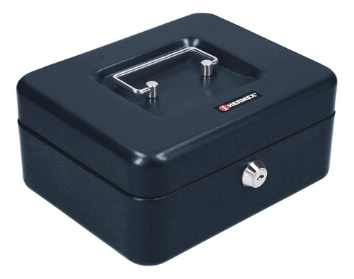 Caja Cofre De Seguridad Cuadrada 20cm Con Bandeja Hermex Color Azul Oscuro