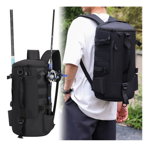 Mochila De Pesca Com Suporte Para Equipamentos De Pesca