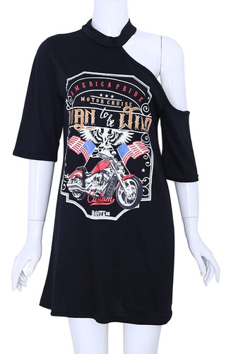 Camiseta De Manga Corta Punk Rock Para Mujer Con Estampado D 