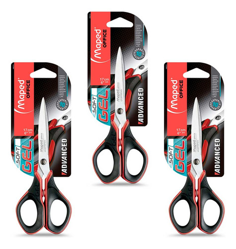 Tijera Maped Softgel 17 Cm Con 3 Color Negro