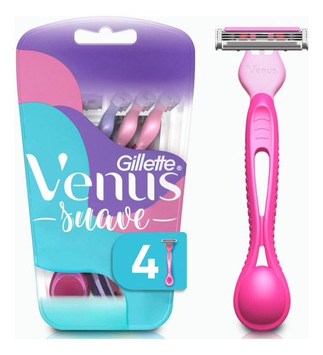 Rastrillo Para Mujer Gillette Venus Suave, 4 Unidades