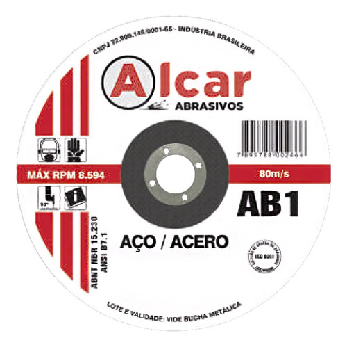 Disco De Corte Ab-1 12 X 1/8 X 1 - Alcar Dc0rn0015
