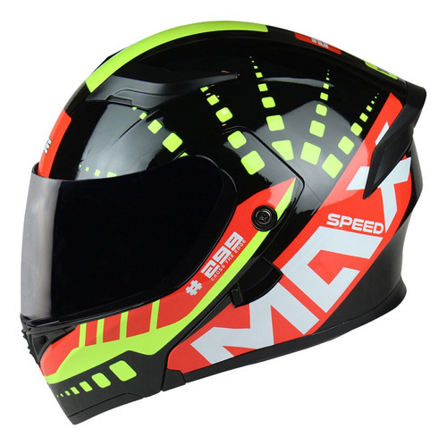 Casco Abatible De Moto Edge Helmets Maxspeed Certificado Dot Color Amarillo/Negro Tamaño del casco L