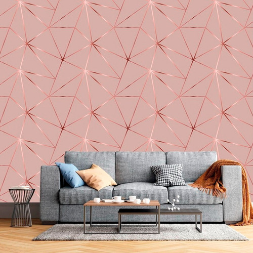 Imagem 3 de 4 de Papel De Parede Geométrico Rose Gloss Lavável Colante