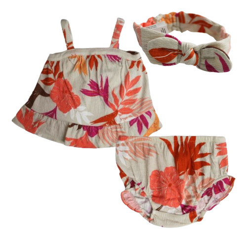 Conjunto 3 Piezas De Niña Flores Tropicales Carter´s