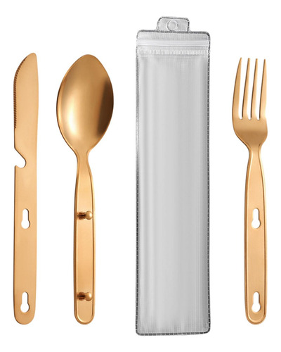 3x Utensilios Para Acampar, Cuchara, Tenedor, Cuchillo,