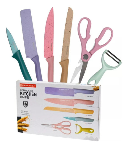 Set De Cuchillos Color Pastel X 6 Piezas