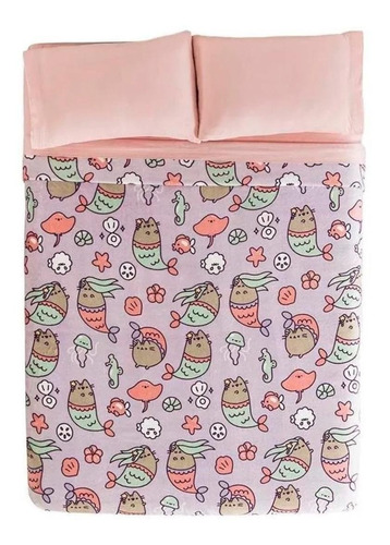 Manta Vianney Ligero con diseño pusheen mermaid de 1.7m x 1.09m