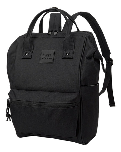 Mochila Boca De Pez Mtl Urbana Antirrobo 17 PuLG Reforzada Color Negro Diseño De La Tela Liso