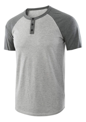 Playera Manga Corta Slim Casual Cuello Henley Para Hombre