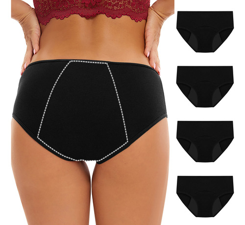 Ropa Interior Para Mujer En V, 4 Piezas, A Prueba De Fugas,