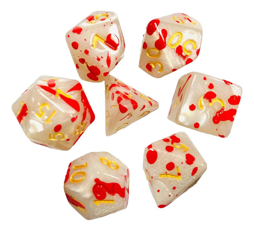 6 Juego De Dados Poliédricos De 7 Piezas, Rojo