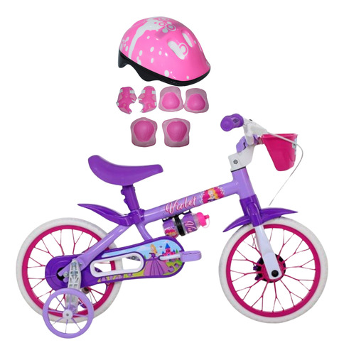 Bicicleta Aro 12 Nathor Violet Com Rodinha E Kit Proteção