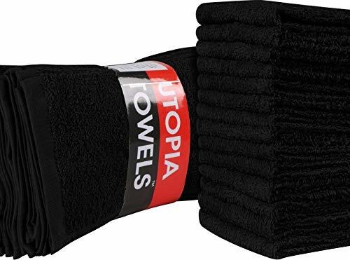 Toallas Utopia De Algodon Color Negro Paquete De 24 Suaves