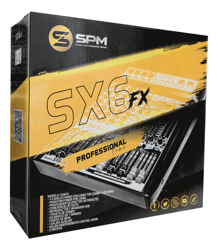 Mezcladora Sx6fx Melo 4 Canales 1 Estero C/ Efectos, Usb Y B