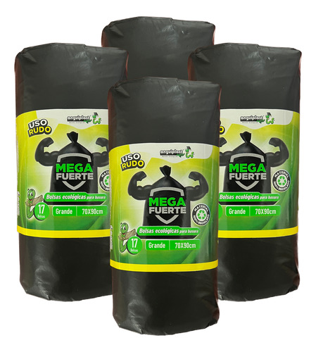 4 Rollos Bolsa Basura Grande 70 X 90 Anguiplast Uso Rudo Eco