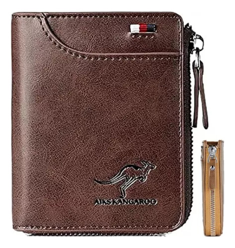 Carteras Aiks Kangaroo, Cartera De Cuero Con Bloqueo Rfid Retro Red