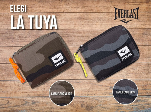 Billetera Everlast Tarjetero Hombre 2 En 1 Cierre Reforzado