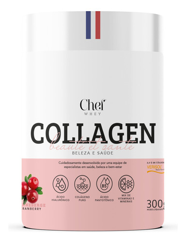 Colágeno Verisol Anti Envelhecimento 300g - Chef Whey Sabor Cramberry - 300g