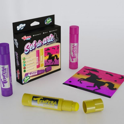 Imagen 2 de 8 de Set Arte Unicornio Sifap Tempera Solida